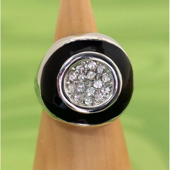Vintage Art Deco Rhinestone Flurry Circle Statement Ring Size 7 - W2 - Picture 1 of 3